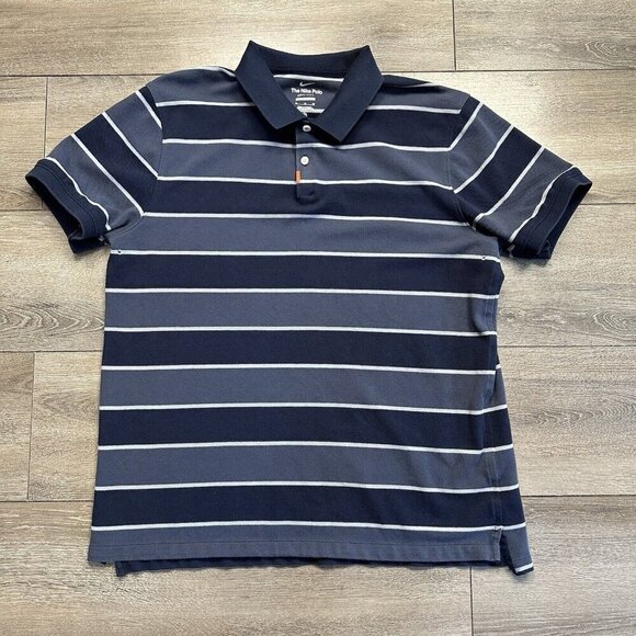 The Nike Polo Shirt Mens Size XL Slim Blue Striped Dri-Fit - Picture 1 of 6